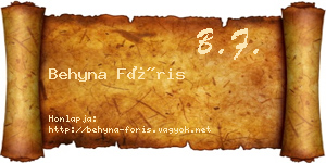 Behyna Fóris névjegykártya